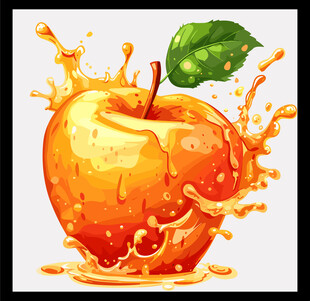 多汁苹果溅出美味果汁