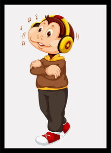 戴耳机的卡通男孩