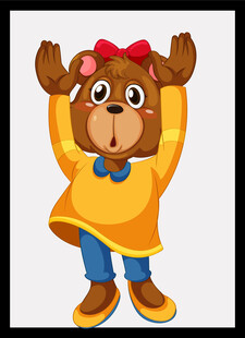 可爱小熊举手做欢呼动作