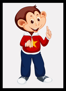 穿红衣竖拇指的卡通小猴