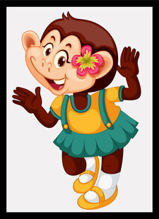 可爱小猴穿裙欢乐招手