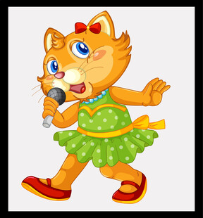 唱歌的卡通小猫