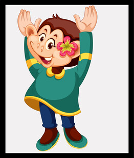 欢乐小猴身着传统服饰