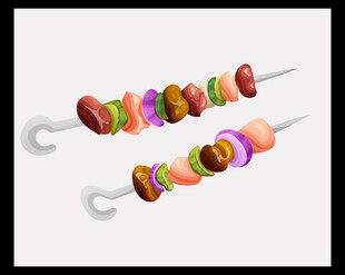 彩色美味串串插画