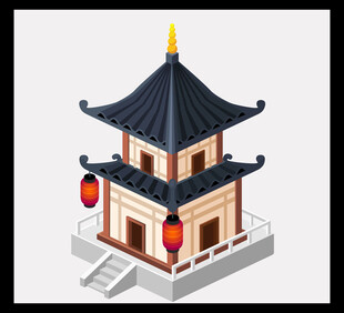 中式古风双层阁楼建筑