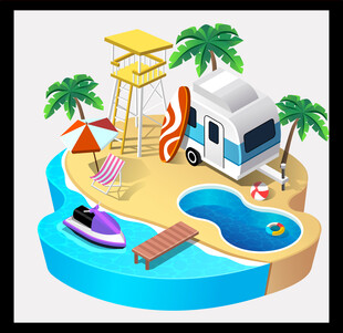 海岛房车度假休闲场景