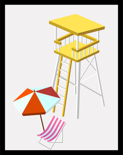 海滩救生塔与休闲设施