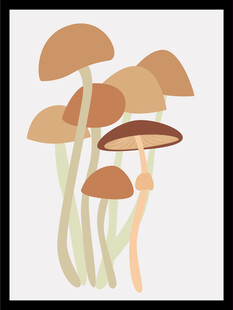 一组可爱的卡通蘑菇插画