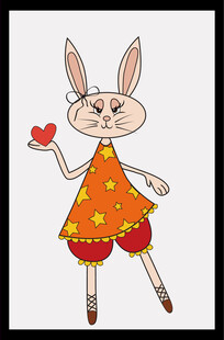 手持爱心的卡通兔子女孩