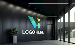 现代办公室墙面LOGO展示区