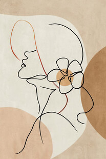 简约线条勾勒的花卉人像