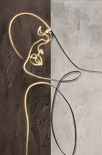 金色线条勾勒的抽象艺术形象