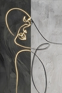 抽象线条勾勒的人物轮廓