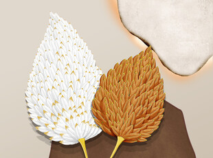 两色叶片艺术插画