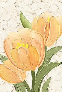 手绘黄色郁金香花卉图