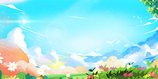 梦幻田园风光插画背景