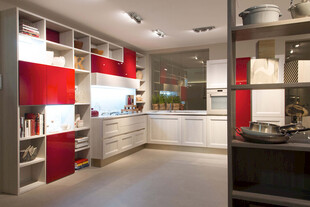 现代时尚红白配色厨房空间