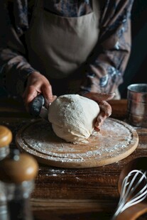 手工揉制面团的温馨场景