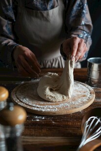 手工揉制面团的温馨场景