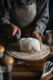 手工揉制面团的温馨场景