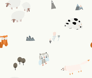 可爱动物与自然元素图案