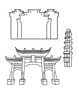 宣城中式古建筑轮廓图案