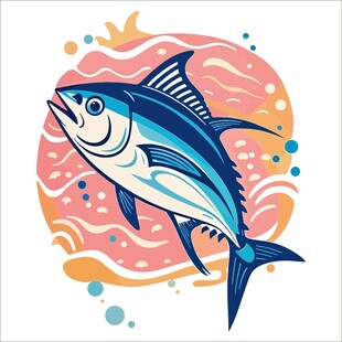 跳跃的蓝鳍金枪鱼插画