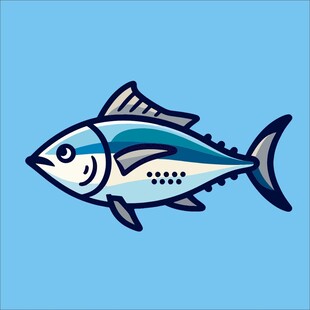 蓝色卡通金枪鱼图案