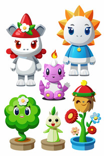 可爱卡通动植物角色集合