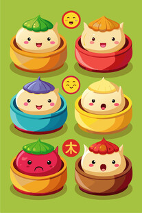 可爱卡通小笼包插画