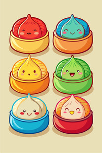 可爱多彩卡通包子集合