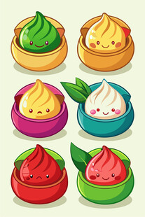 可爱多彩卡通包子集合