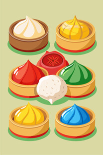 多彩美味小笼包展示