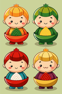 卡通儿童端美食形象