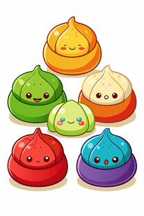 可爱多彩卡通包子集合