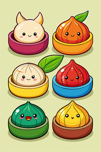 可爱卡通中式点心大集合