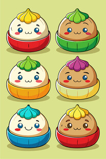 可爱卡通小包子形象展示