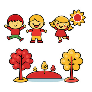 儿童在秋日户外欢乐玩耍