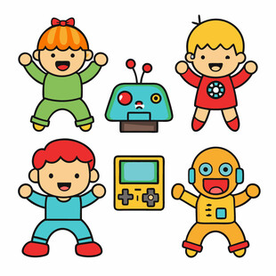 儿童与玩具的欢乐场景