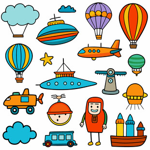 童趣飞行幻想插画