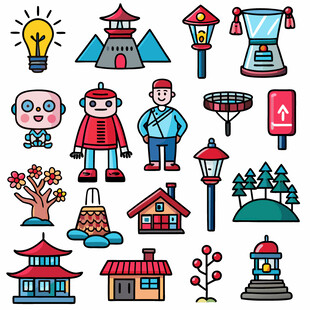 中式建筑元素图标集合