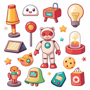 趣味太空主题卡通物品集合