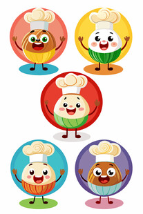 可爱厨师食物卡通形象
