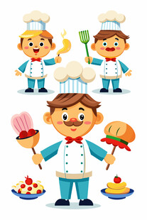 可爱小厨师烹饪欢乐瞬间