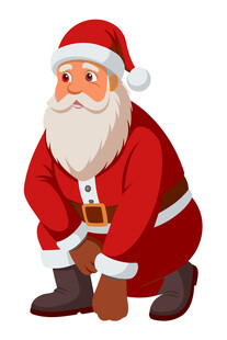 圣诞老人弯腰准备礼物