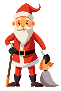 圣诞老人持铲与袋的形象