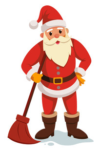 扛着铲子的圣诞老人