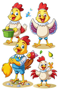 可爱卡通鸡形象集合