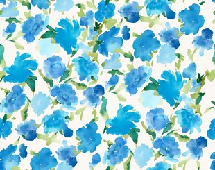 蓝色花卉水彩图案背景