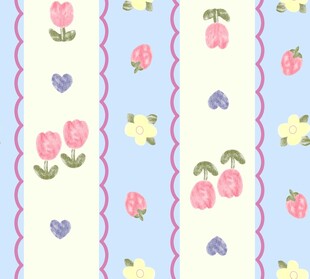 清新花卉爱心条纹图案